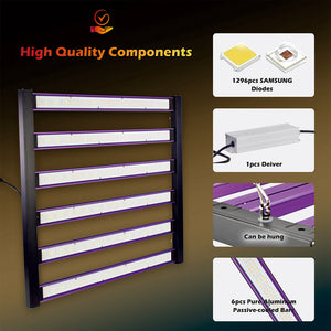ECO Farm DBL5000 Full Spectrum LED Grow Light 480W for 4x4ft Coverage Dimmable Daisy Chain Commercial LED BAR