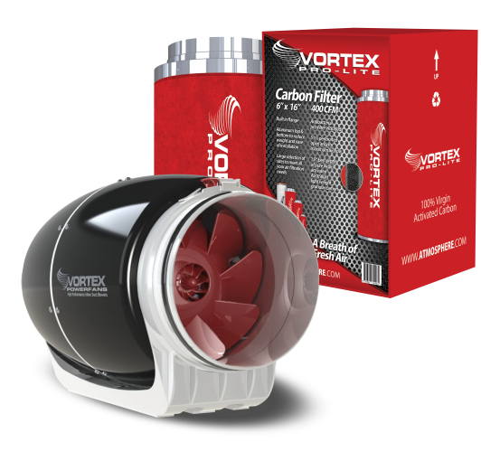 Vortex S-600 340 CFM 6" Inline Fan and Pro-Lite Carbon Filter