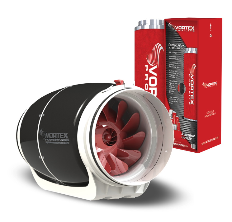 Vortex S-800 711 CFM 8" Inline Fan + Pro-Lite Carbon Filter