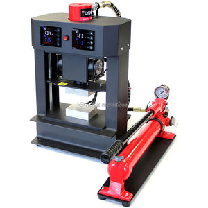Across International 20 Ton Manual Hydraulic Rosin Press with Dual 4" x 3" Heating Platens, 220 Volt