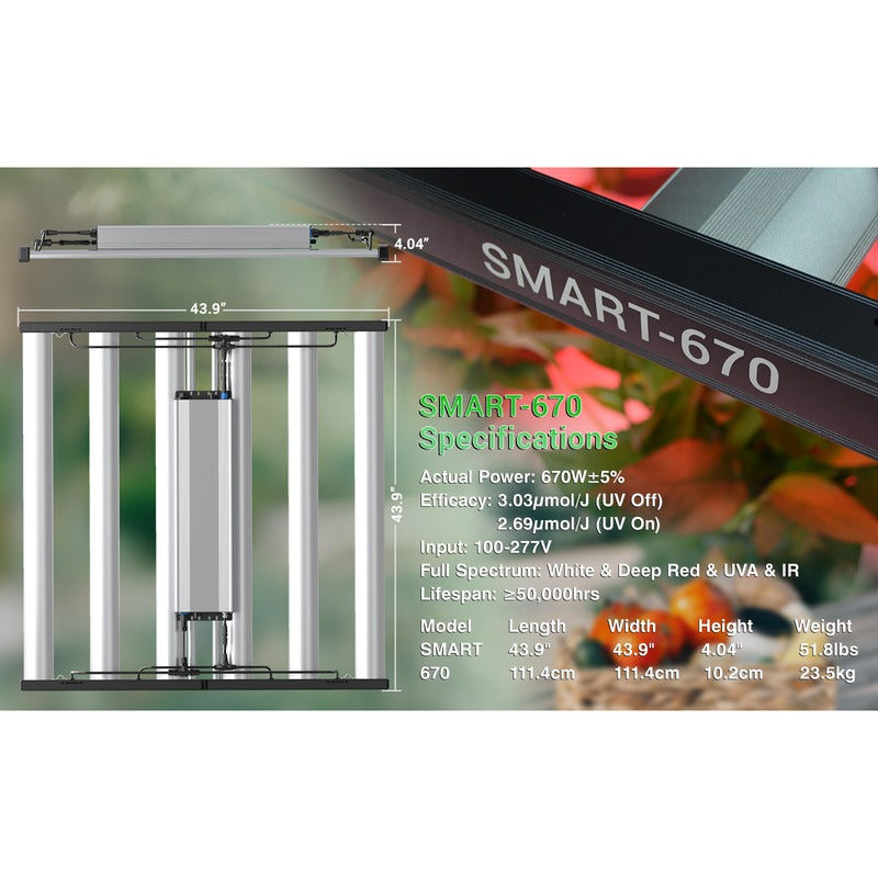 Hyphotonflux SMART-670W Full Spectrum LED Grow Light