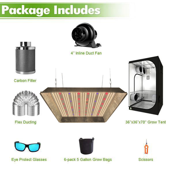 ECO Farm 3.3'x3.3' Essential Grow Tent Kit - 240W G3 LM301B Quantum Board LED Grow Light