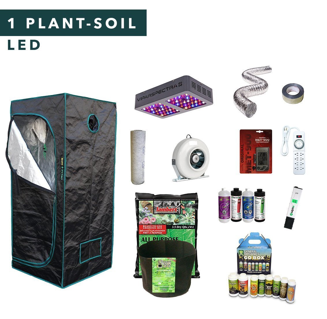 2' X 2' LED Soil Complete Indoor Grow Tent Kits for 1 Plant