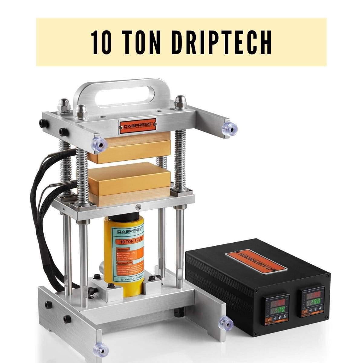 10 Ton Driptech Rosin Press - 3x5 Inches Anodized Heated Platens, 500 Watts - No Pump Included | Dabpress