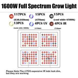 Phlizon 600/900/1200/1600/2200W LED Grow Light