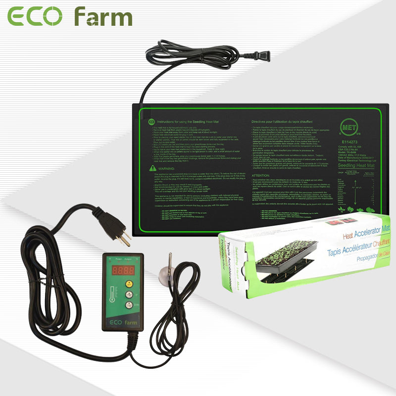 ECO Farm 10"x20" Seedling Heat Mat and Digital Thermostat Combo Set MET Standard