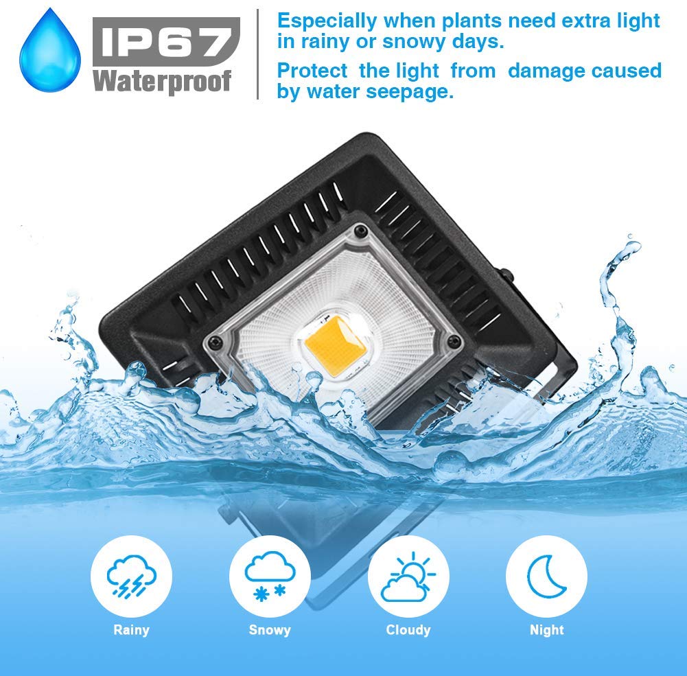 ECO Farm 50W Waterproof COB Supplemental LED Grow Light-growpackage.com