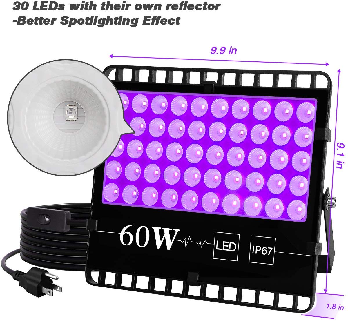 ECO Farm 2 Pack 60W UV Supplemental LED Grow Light-growpackage.com
