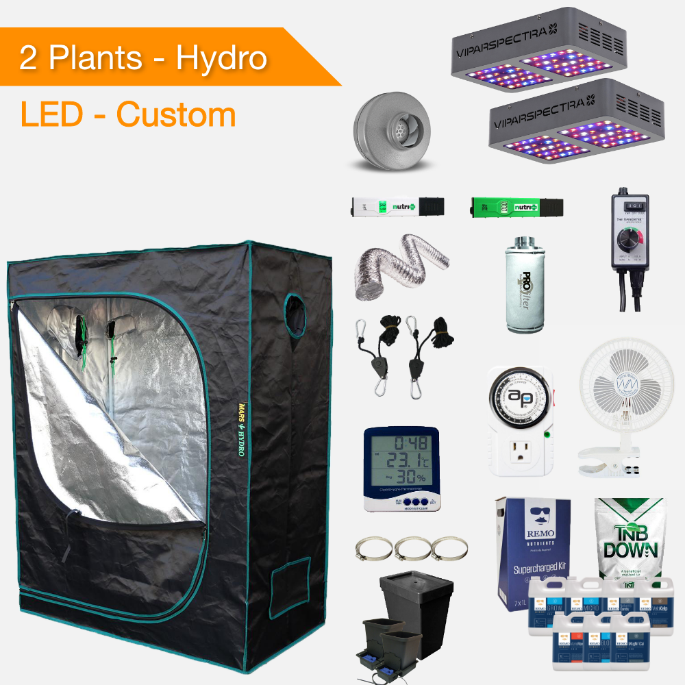 LED Hydroponic Complete Indoor Grow Tent Kits for 2 Plants