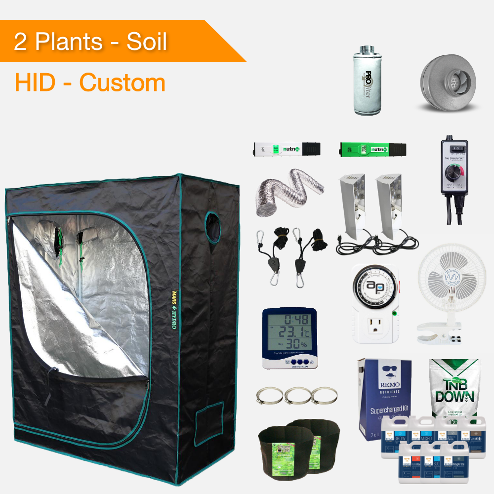 HID/T5 Soil Complete Indoor Grow Kits for 2 Plants