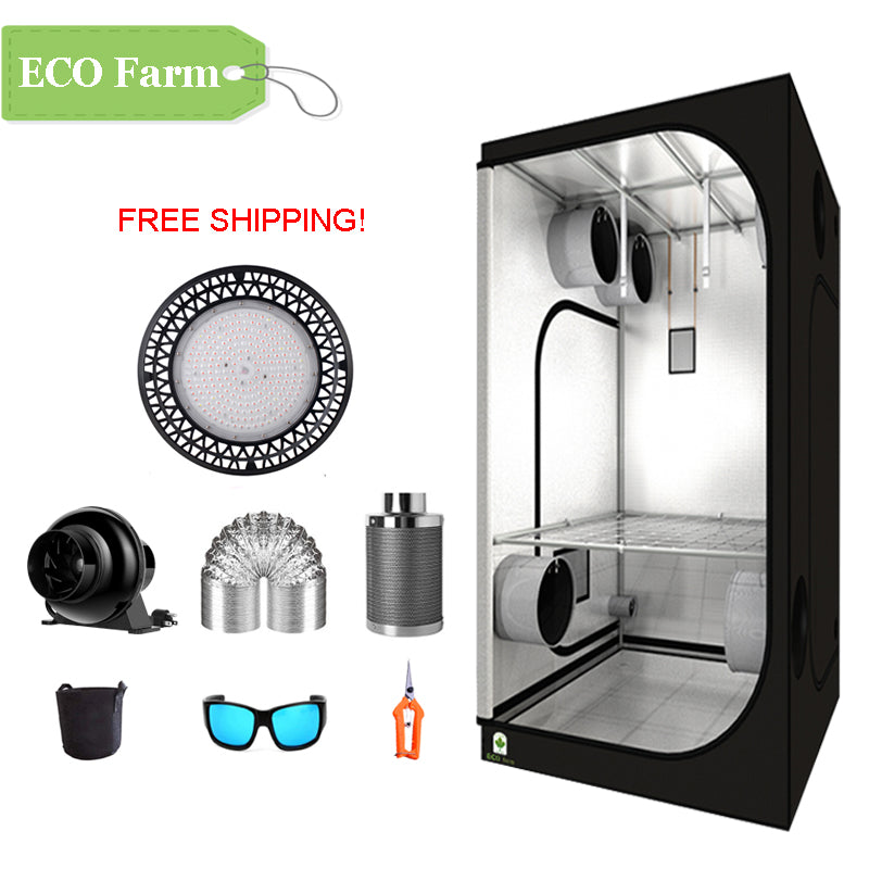 ECO Farm 3.3'x3.3' Essential Grow Tent Kit - 200W UFO Grow Light-growpackage.com