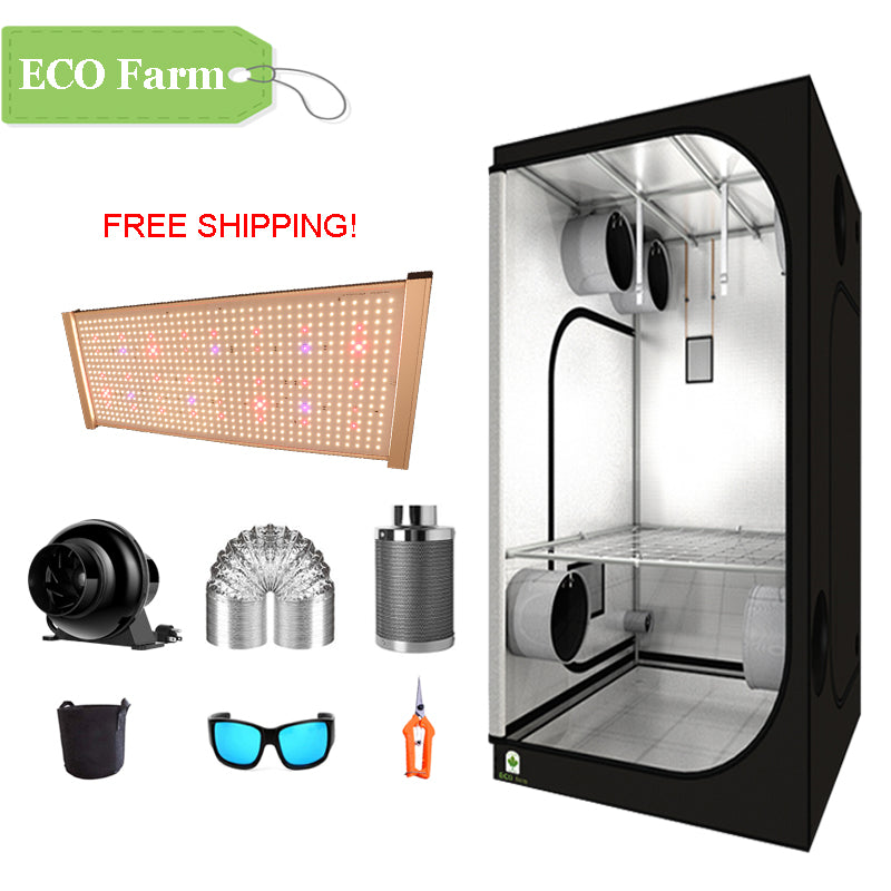 ECO Farm 3.3'x3.3' Essential Grow Tent Kit - 240W LM301H Quantum Board-growpackage.com