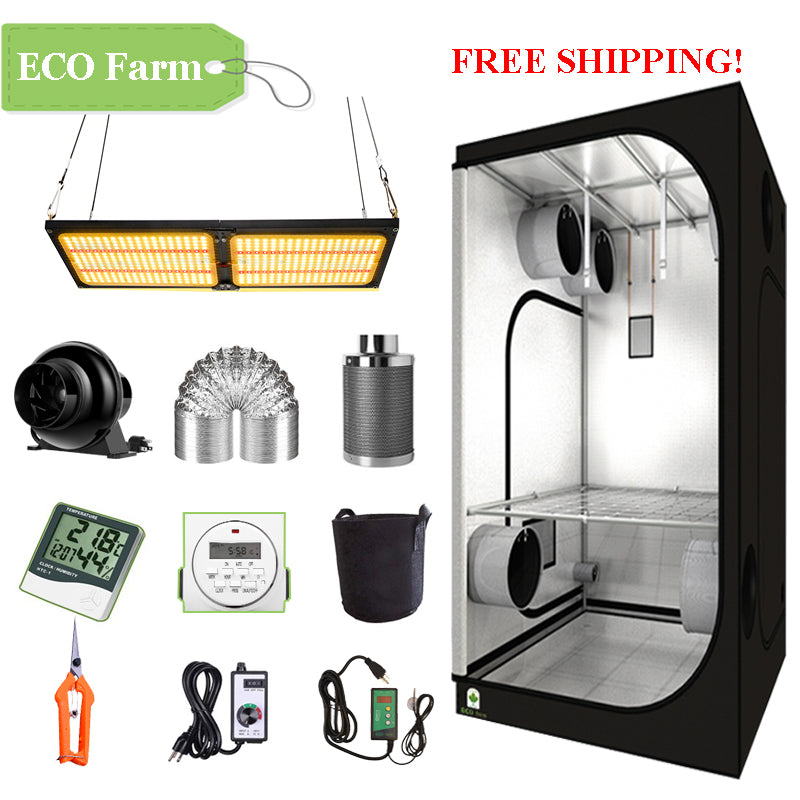 ECO Farm 3'x3' Complete Grow Tent Kit - 240W LM301B Quantum Board-growpackage.com