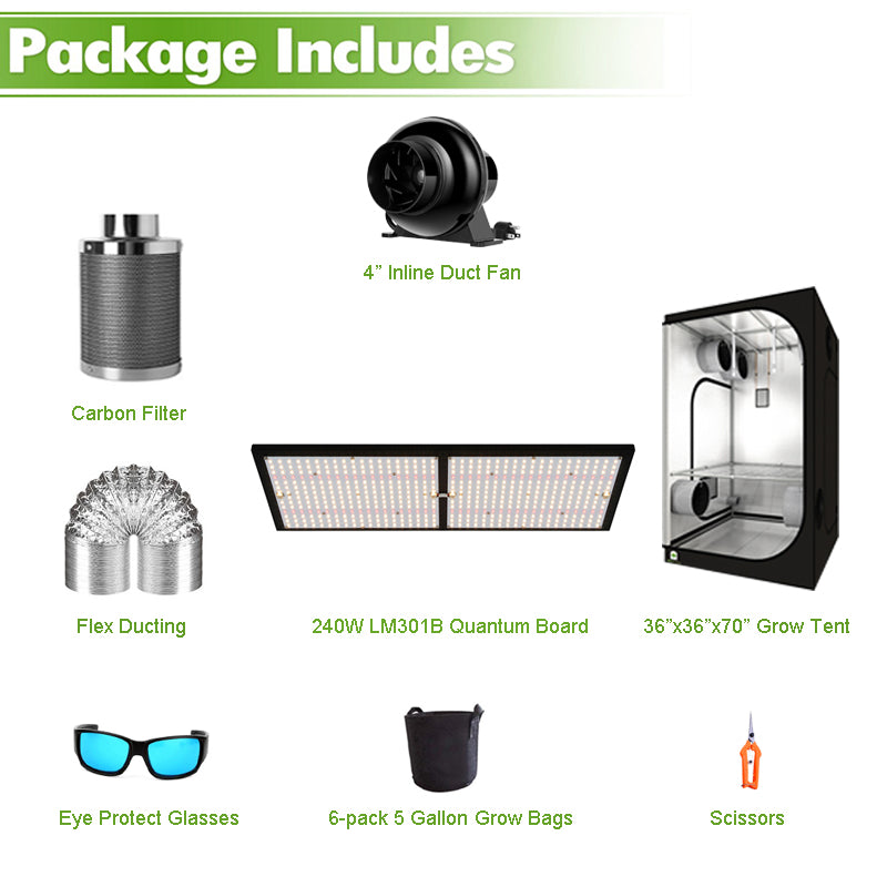 ECO Farm 3'x3' Essential Grow Tent Kit - 240W LM301B Quantum Board-growpackage.com