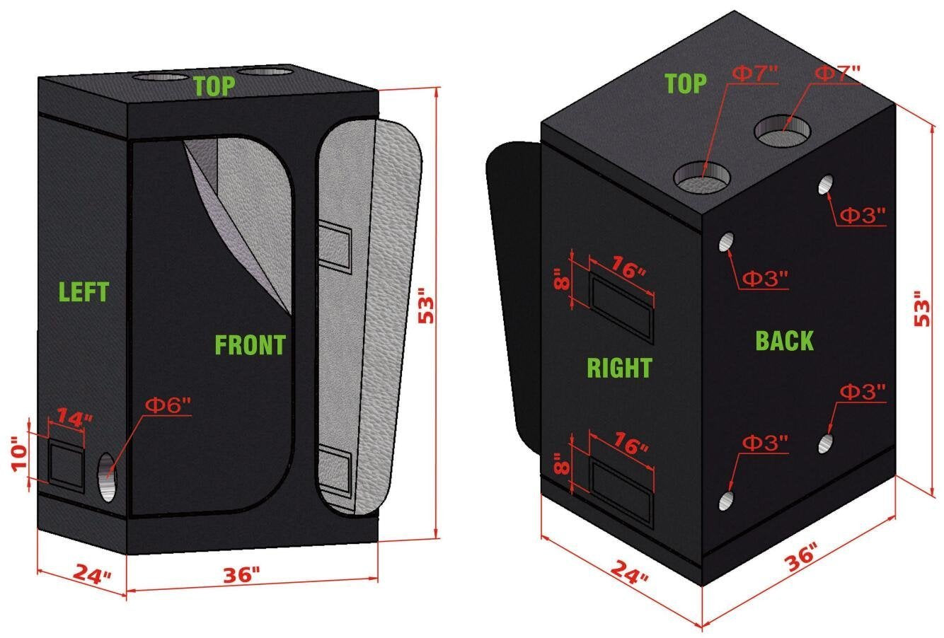 ECO Farm 36''x24''x53'' Grow Tent - Lodge Style-growpackage.com