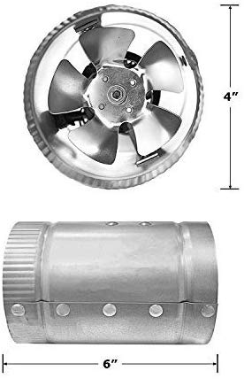 iPower GLFANXBOOSTER4 4 Inch 100 CFM Booster Fan Inline Duct Vent Blower for HVAC Exhaust and Intake 5.5' Grounded Power Cord, Low Noise, 4", Grey
