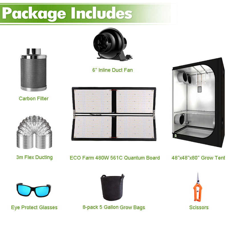 ECO Farm 4'x4' Essential Grow Tent Kit - 480W LM561C Quantum Board-growpackage.com