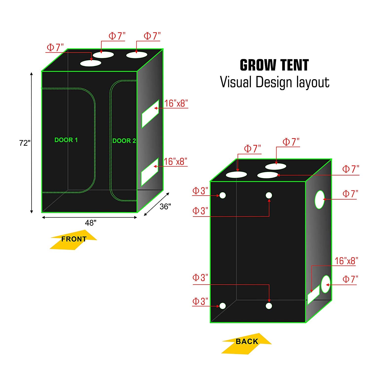 ECO Farm 48''x36''x72'' Grow Tent - Lodge Style-growpackage.com
