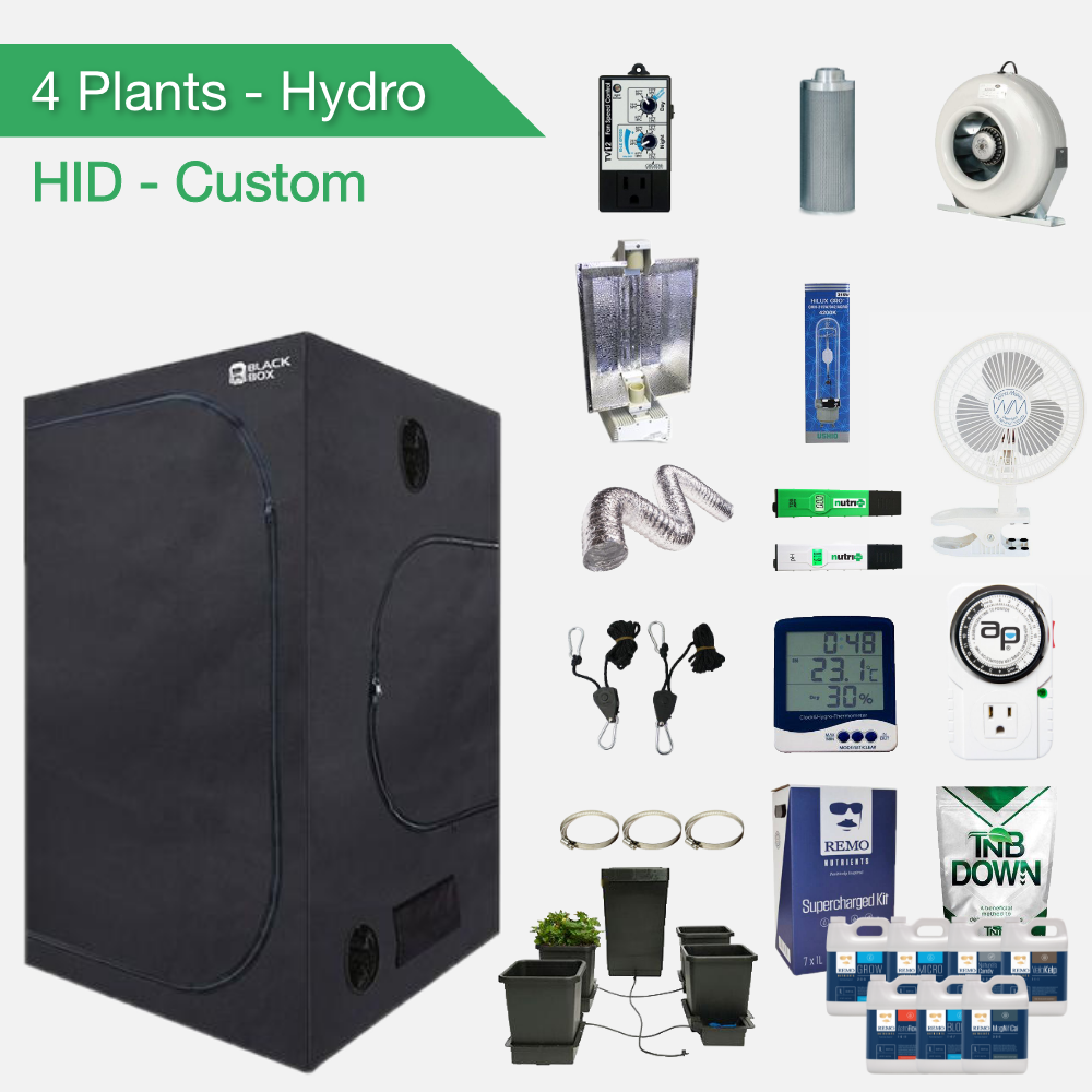 HID (HPS/MH) Hydroponic Complete Grow Kits for 4 Plants