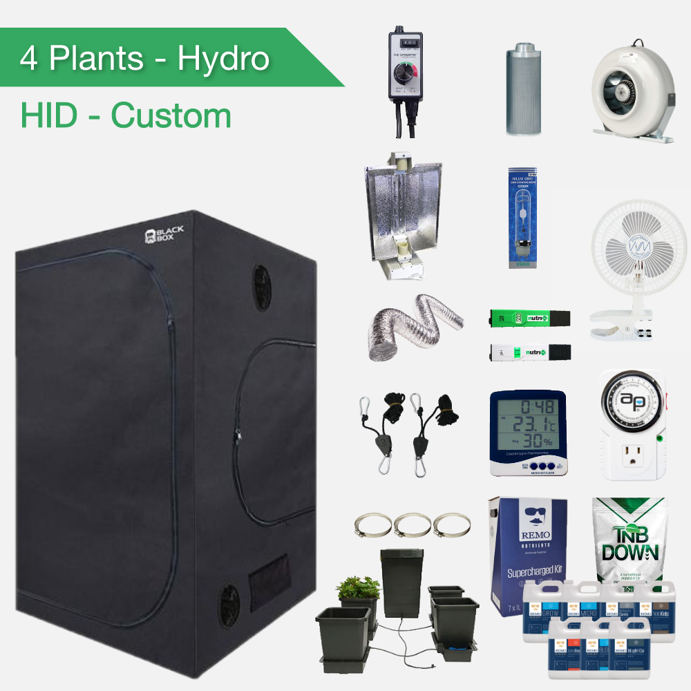 HID (HPS/MH) Hydroponic Complete Grow Kits for 4 Plants