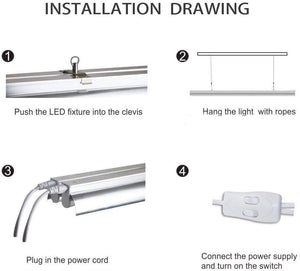 Monios-L T5 LED Grow Light, 2FT Full Spectrum Sunlight Replacement, 30W High Output Integrated Fixture with Rope Hanger for Indoor Plants, Hydroponics, Seedling, Growing, Blooming