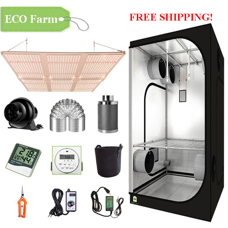 ECO Farm 5'x5' Complete Grow Tent Kit - 600W LM301B Quantum Board-growpackage.com