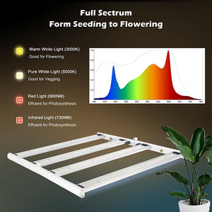 ECO Farm FLD 200W/320W Full Spectrum Dimmable LED Grow Lights Bar for Indoor Plants Seeding Veg and Bloom