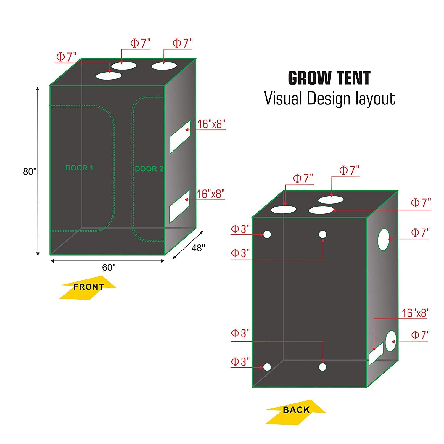 ECO Farm 60''x48''x80'' Grow Tent - Lodge Style-growpackage.com