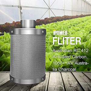 iPower GLFILT6M 6 Inch Air Filter Indoor Plants Grow Tent Odor Control Scrubber with Australia Activated Carbon for Inline Fan
