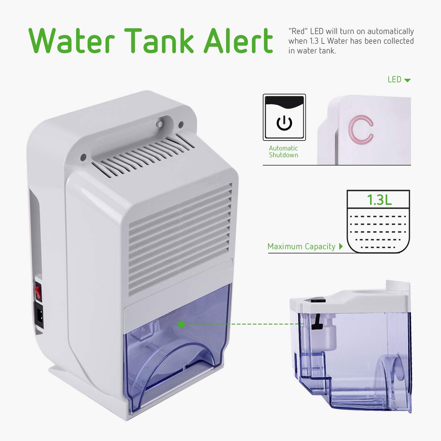 VIVOSUN Small Space Mini Dehumidifier for Grow Tent Closets Bathroom and Basement