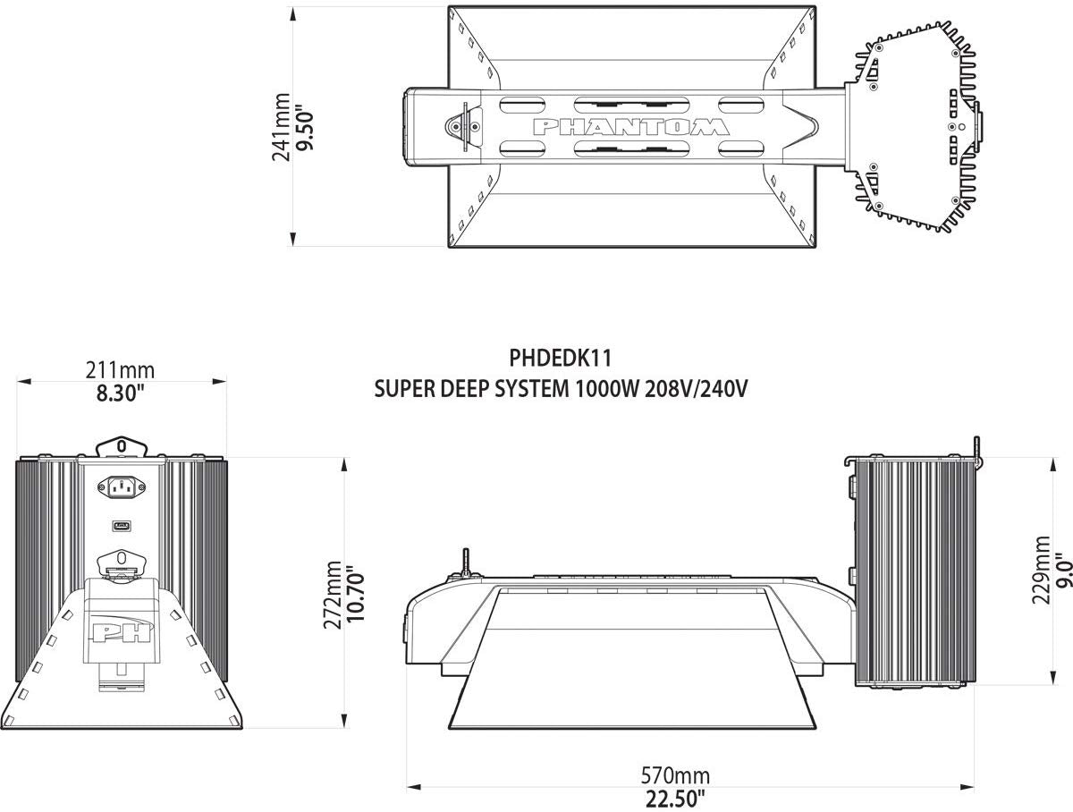 Phantom PHDEDK11 50 Series DS Super Deep Lighting System, USB Interface, 1000W, 208V/240V
