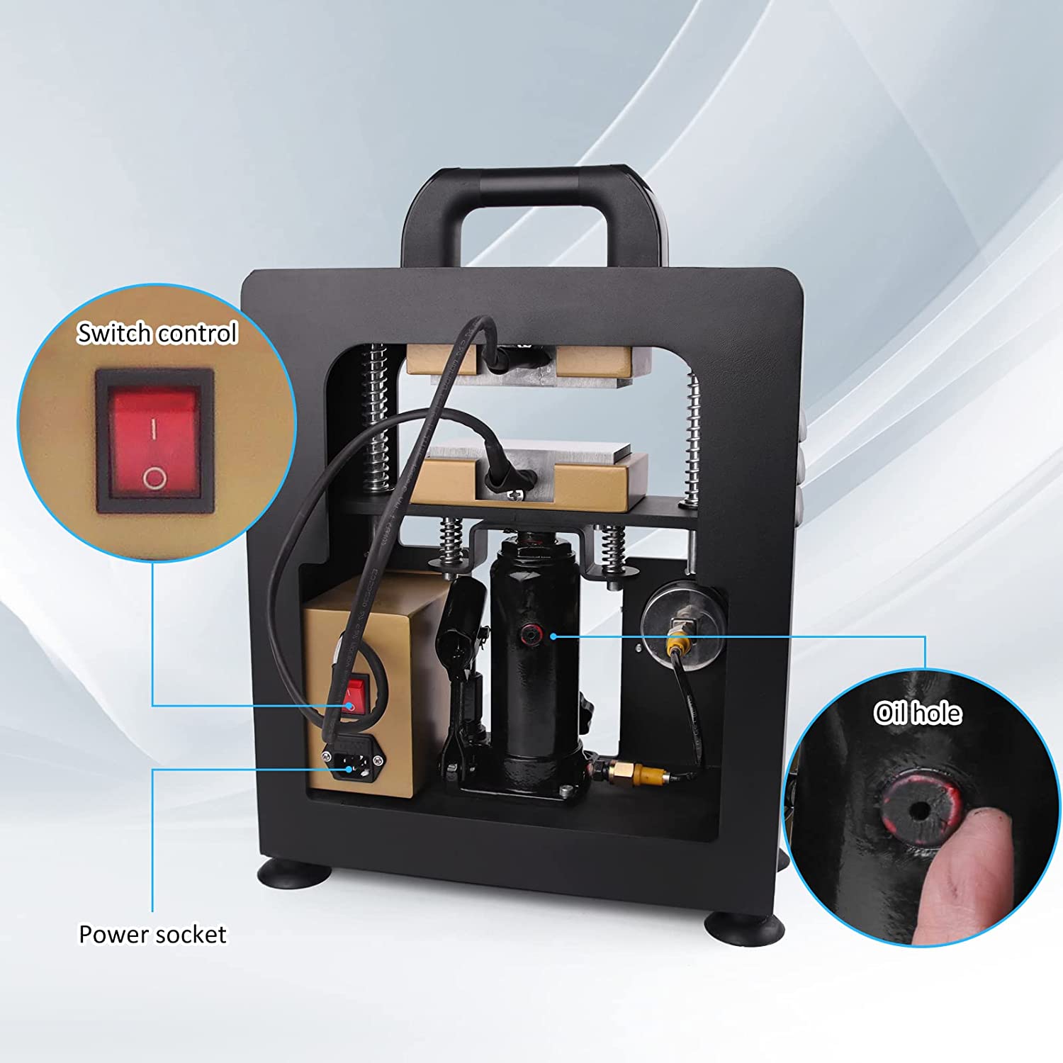 Dulytek DHP7 7-Ton Hydraulic Rosin Heat Press and Accessories Bundle 110V for North America