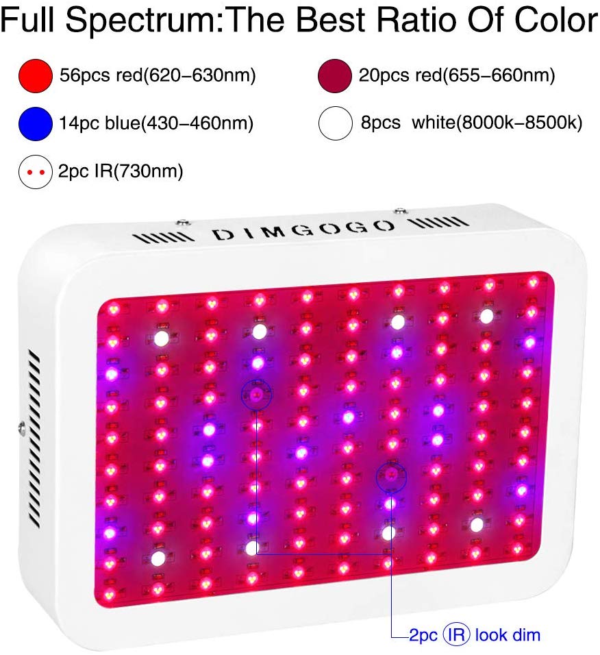 Dimgogo 1000w LED Grow Light Full Spectrum for Indoor Plants Veg and Flower, LED Plant Growing Light Fixtures with Daisy Chain Function (100Pcs 10W LEDs)