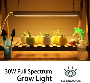 Monios-L T5 LED Grow Light, 2FT Full Spectrum Sunlight Replacement, 30W High Output Integrated Fixture with Rope Hanger for Indoor Plants, Hydroponics, Seedling, Growing, Blooming