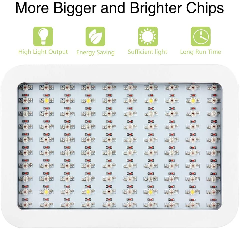 Dimgogo 1000w LED Grow Light Full Spectrum for Indoor Plants Veg and Flower, LED Plant Growing Light Fixtures with Daisy Chain Function (100Pcs 10W LEDs)