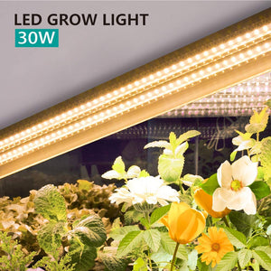 Monios-L T5 LED Grow Light, 2FT Full Spectrum Sunlight Replacement, 30W High Output Integrated Fixture with Rope Hanger for Indoor Plants, Hydroponics, Seedling, Growing, Blooming