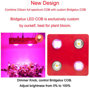 Dimmable COB Full Spectrum LED Grow Light 800W Citizen Bridgelux Indoor LED Plant Grow Lamp for Hydroponics Greenhouse Plant All Stage Seeding Veg & Flower Growing