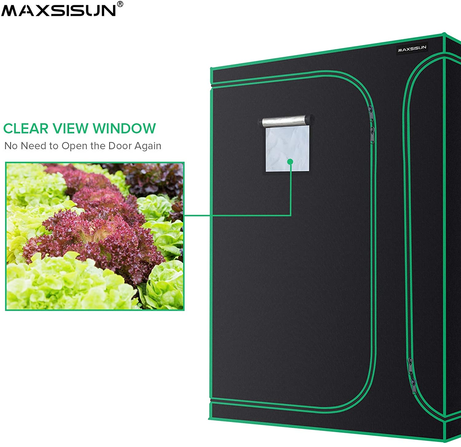 MAXSISUN 2-in-1 Grow Tent 600D Mylar Hydroponic Indoor Plants Growing Tent