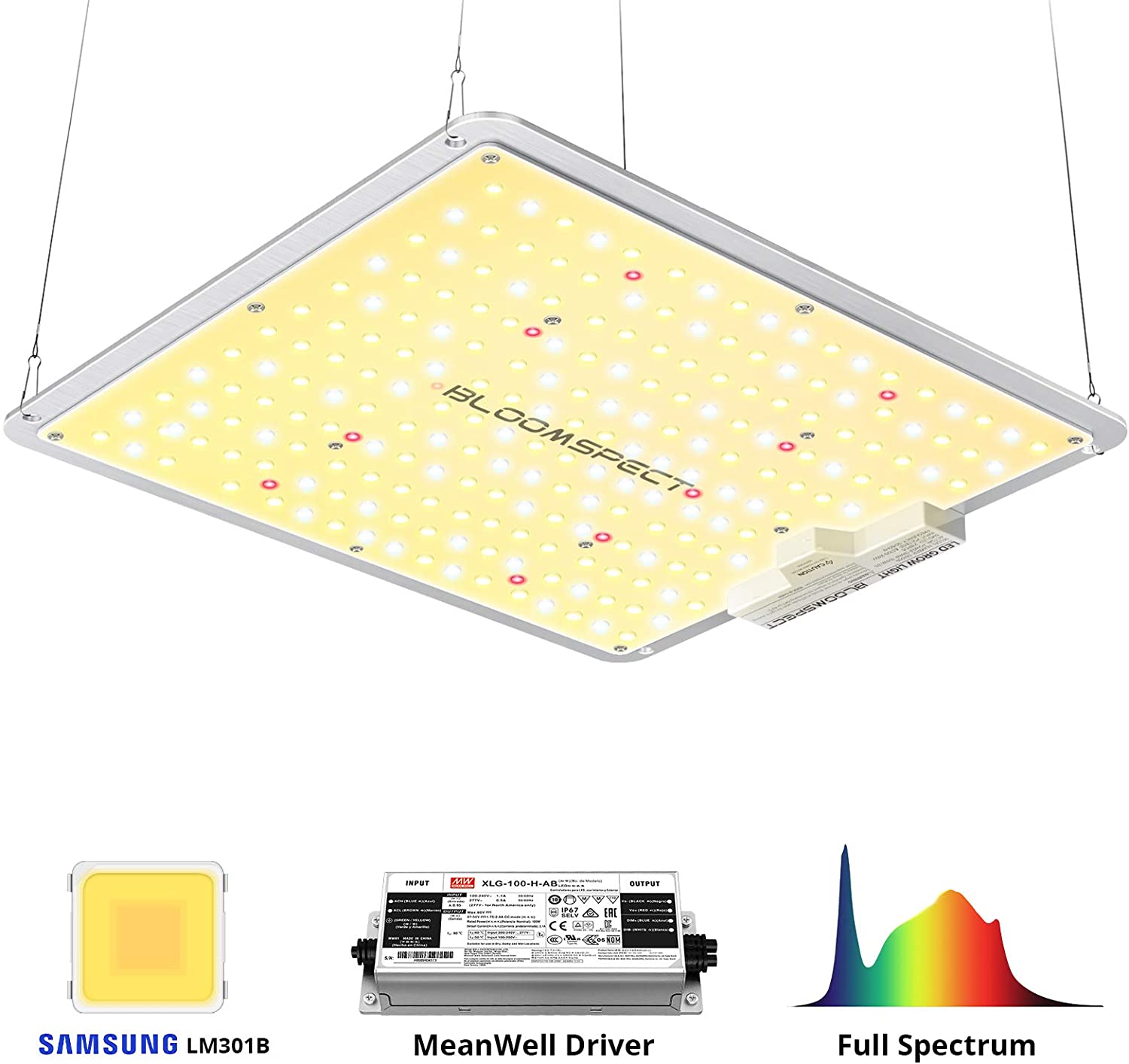 BLOOMSPECT SS1000 LED Grow Light for Indoor Plants with Samsung LM301B Diodes