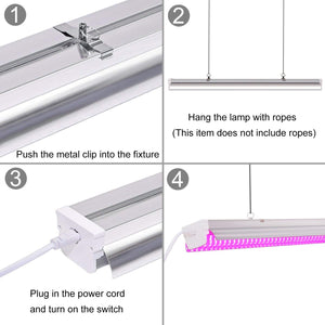 Byingo 4ft 64W Plant Grow Light - LED Integrated Lamp Fixture Plug and Play - Full Spectrum for Indoor Plants Flowers Growing