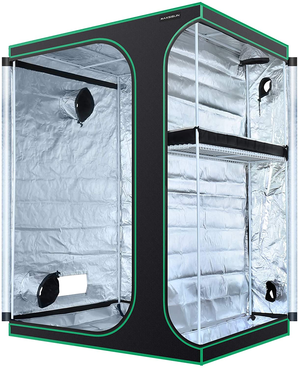 MAXSISUN 2-in-1 Grow Tent 600D Mylar Hydroponic Indoor Plants Growing Tent