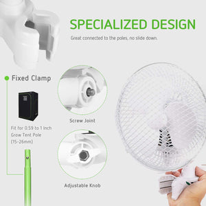 VIVOSUN 6 Inch Clip on Oscillating Fan Fit for 0.59 to 1 Inch Grow Tent Pole with 2-Speed Control