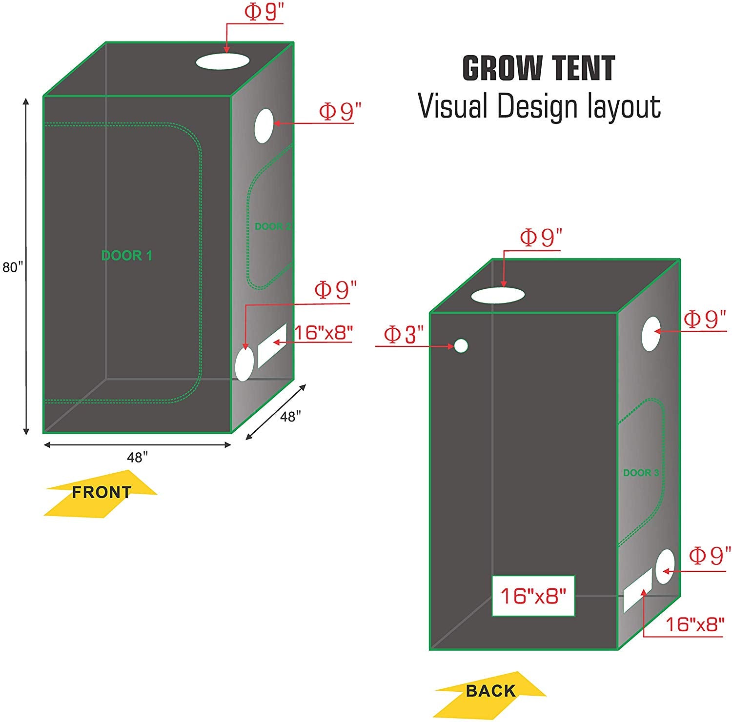ECO Farm 4*4FT(48*48*80inch) Hydroponic Indoor Grow Tent-growpackage.com