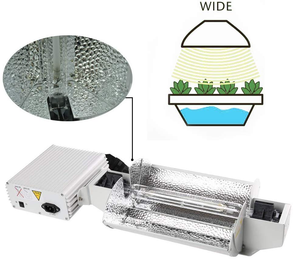 iPower 1000W Double Ended Grow Light System Kits for Indoor Plants includes 1000 Watt DE HPS Bulb and Adjustable Reflector and Digital Dimmable Ballast 240V
