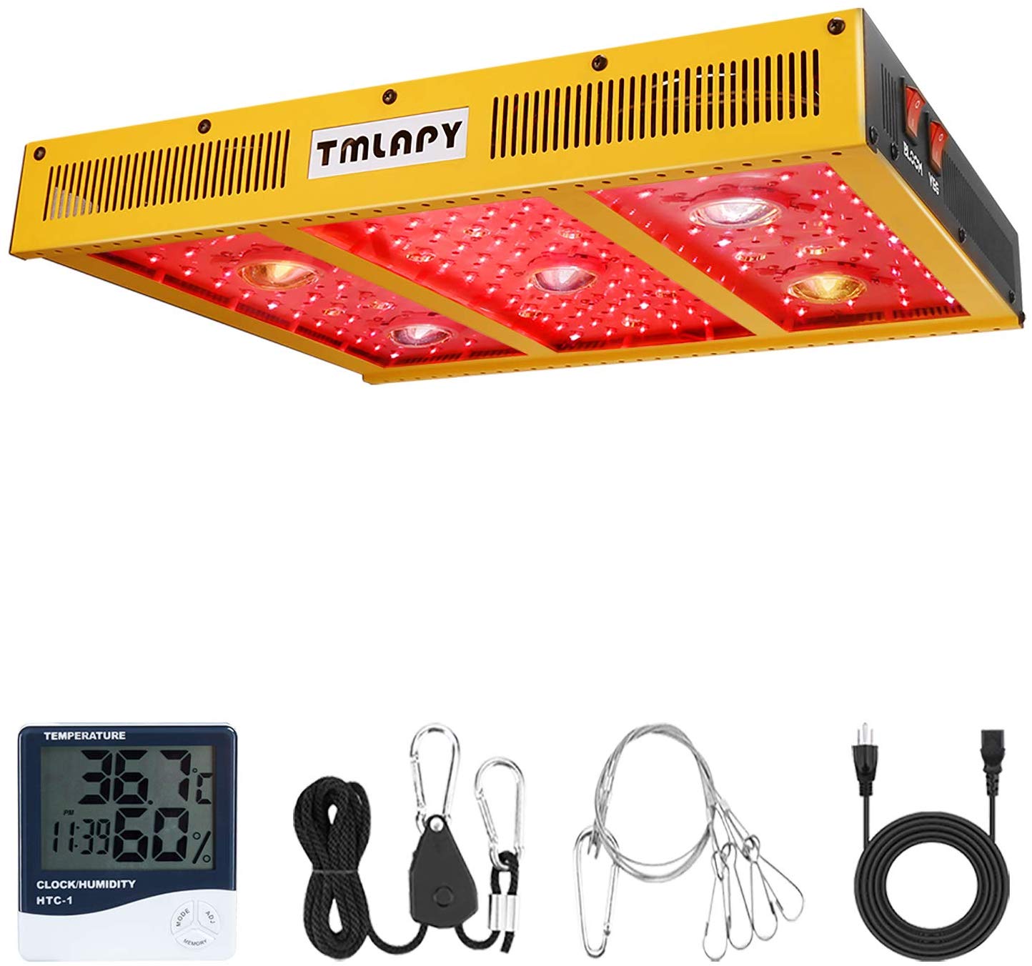 Tmlapy COB LED Grow Light 2500W – Full Spectrum Reflector Series LED Grow Light with Veg and Bloom Switch for Hydroponic Greenhouse Indoor Plants Veg and Flower(Actual Power 530watt)