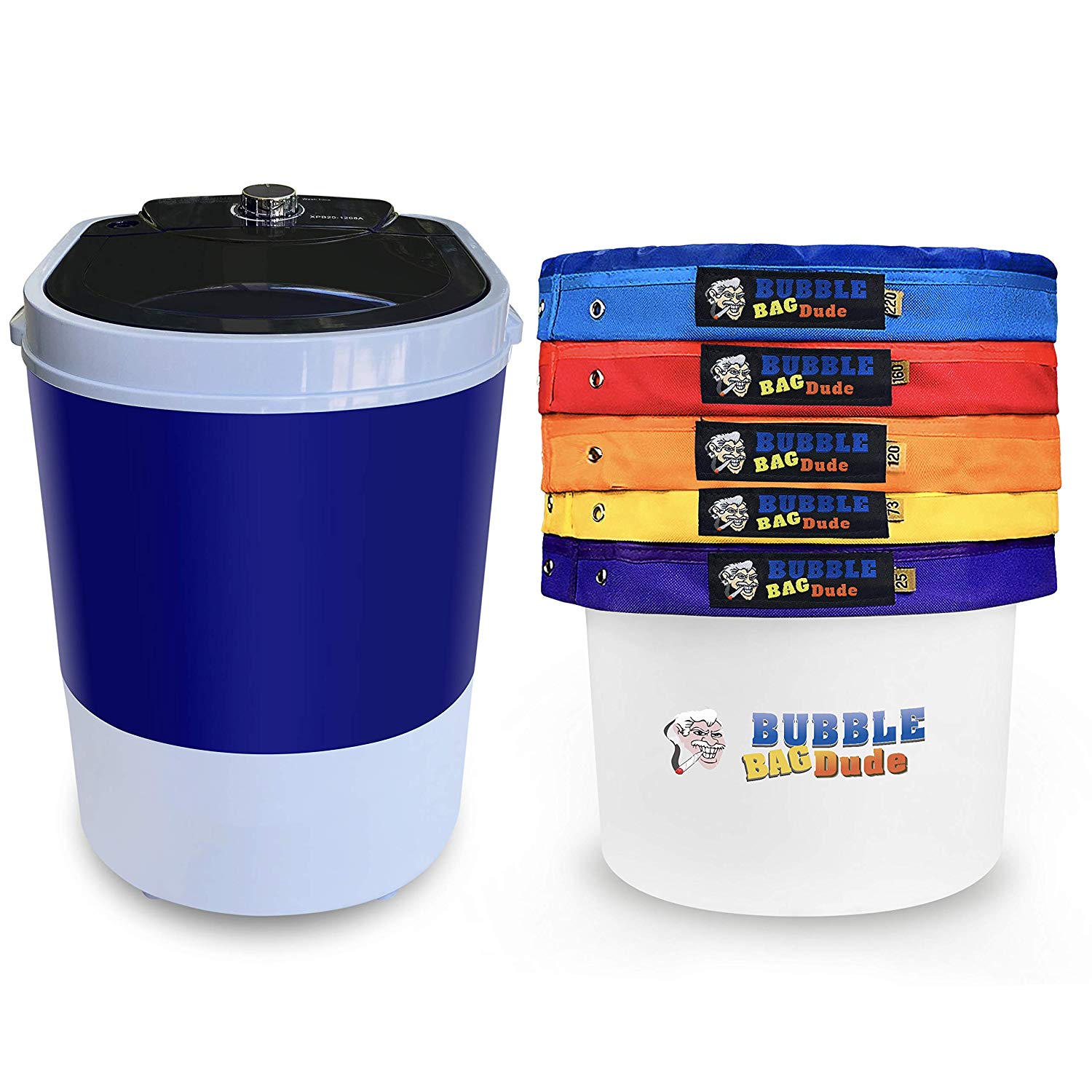 BUBBLEBAGDUDE Bubble Bags Machine 5 Gallon 5 Bag Set - 5 Gallon 110 Volts Mini Washer Herbal Ice Essence Extraction Kit with 5 Gallon Zipper Bag & 10 x 10” (25 micron) Pressing Screen & Storage Bag