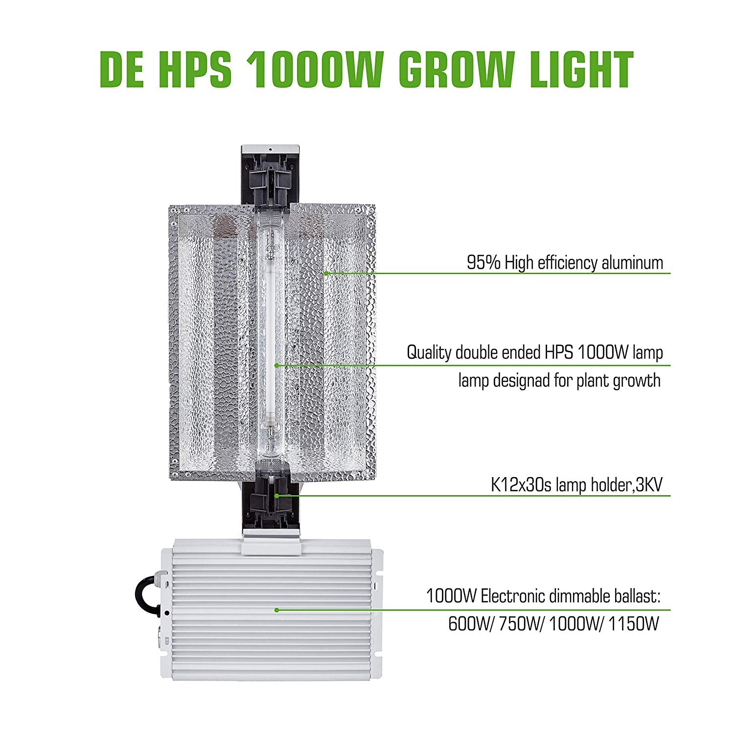 ECO Farm 1000W Double Ended HPS MH Grow Light Enclosed Kit-growpackage.com
