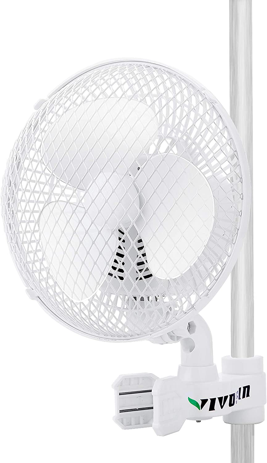 VIVOSUN 6 Inch Clip on Oscillating Fan Fit for 0.59 to 1 Inch Grow Tent Pole with 2-Speed Control