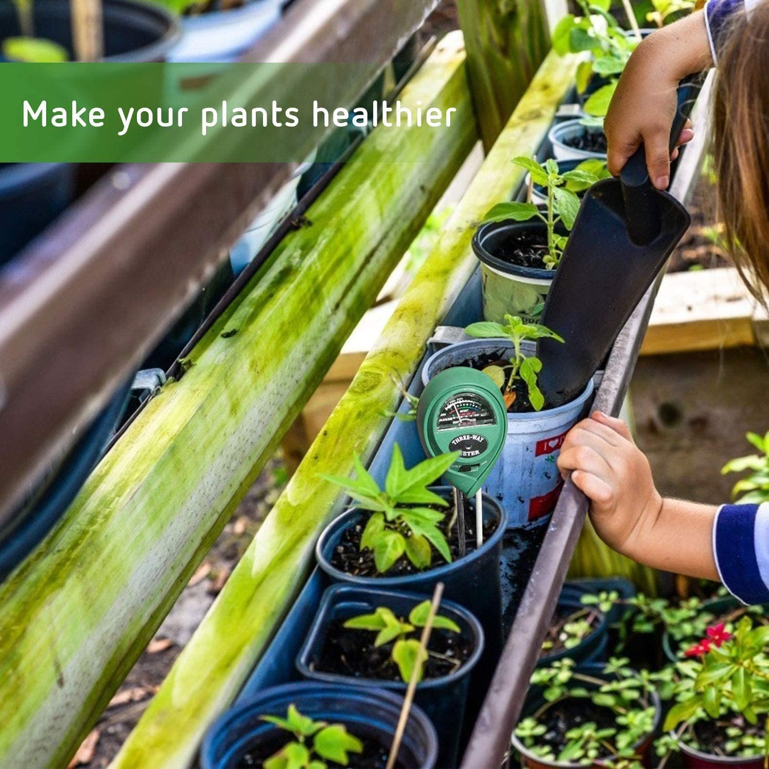 ECO Farm Soil Tester, 3-in-1 Plant Moisture Meter Light and PH Tester for Home