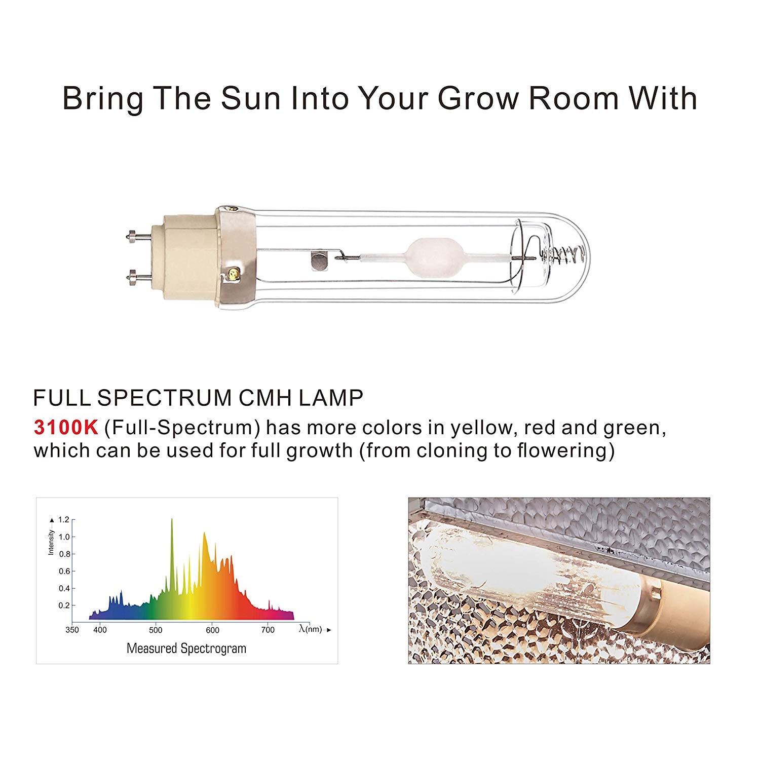 ECO Farm CMH 315W Grow Light Fixture Reflector Open Kit-growpackage.com